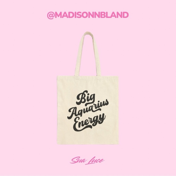 ‘Big ___ Energy’ Cotton Tote Bag - Available in Beige, Pink, Brown, & Black - Picture 11 of 16